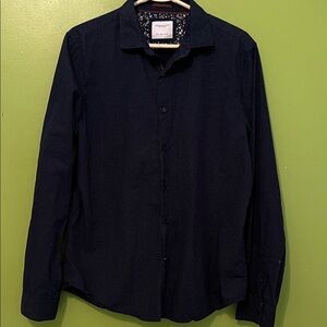 EUC Denim & Flower Button Long Sleeve Shirt